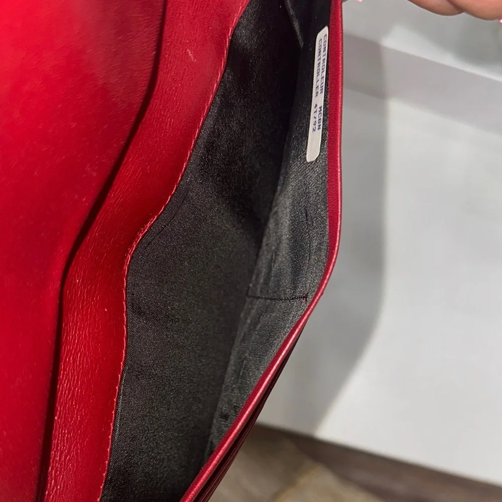 Dior Red Leather Wallet with Metallic Detail